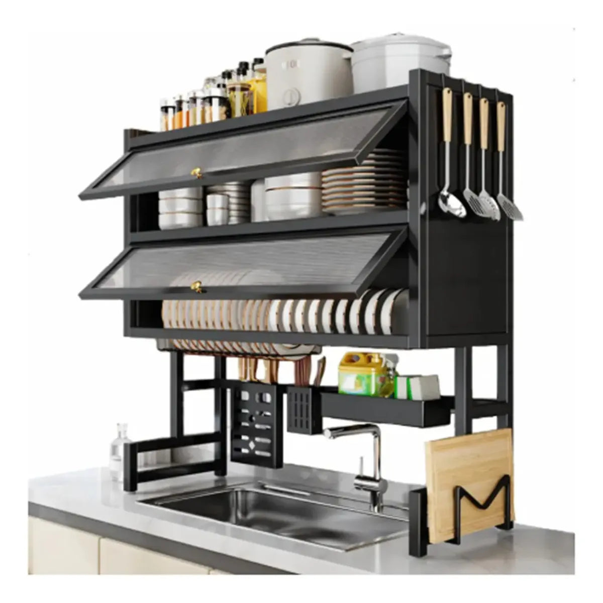 Escurridor Doble Tapa 65 Cm Para Cocina Acero Inoxidable