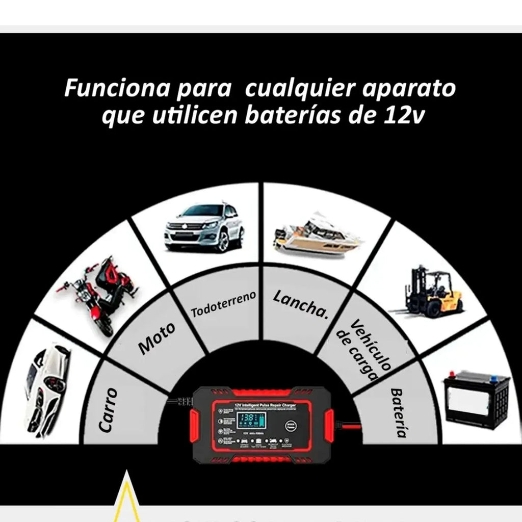Cargador de bateria con pantalla LCD (carro o moto).